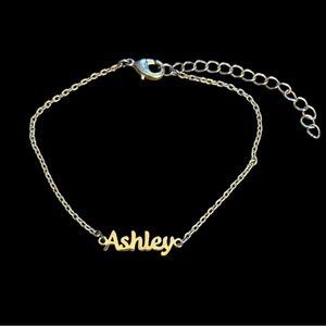 Dainty gold tone Ashley name bracelet